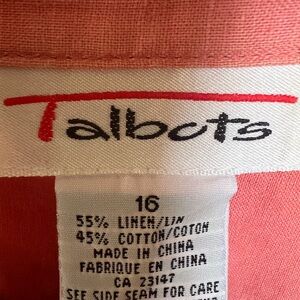 Talbots Salmon Linen-Cotton Blend Top